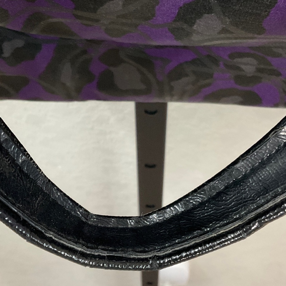 Coach Black and Purple EUC Animal Print Tote, small cracks on handles. - Picture 6 of 6